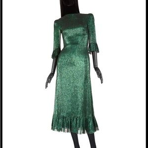 The Vampire's Wife 'Falconetti' Metallic Silk-Blend Midi Dress